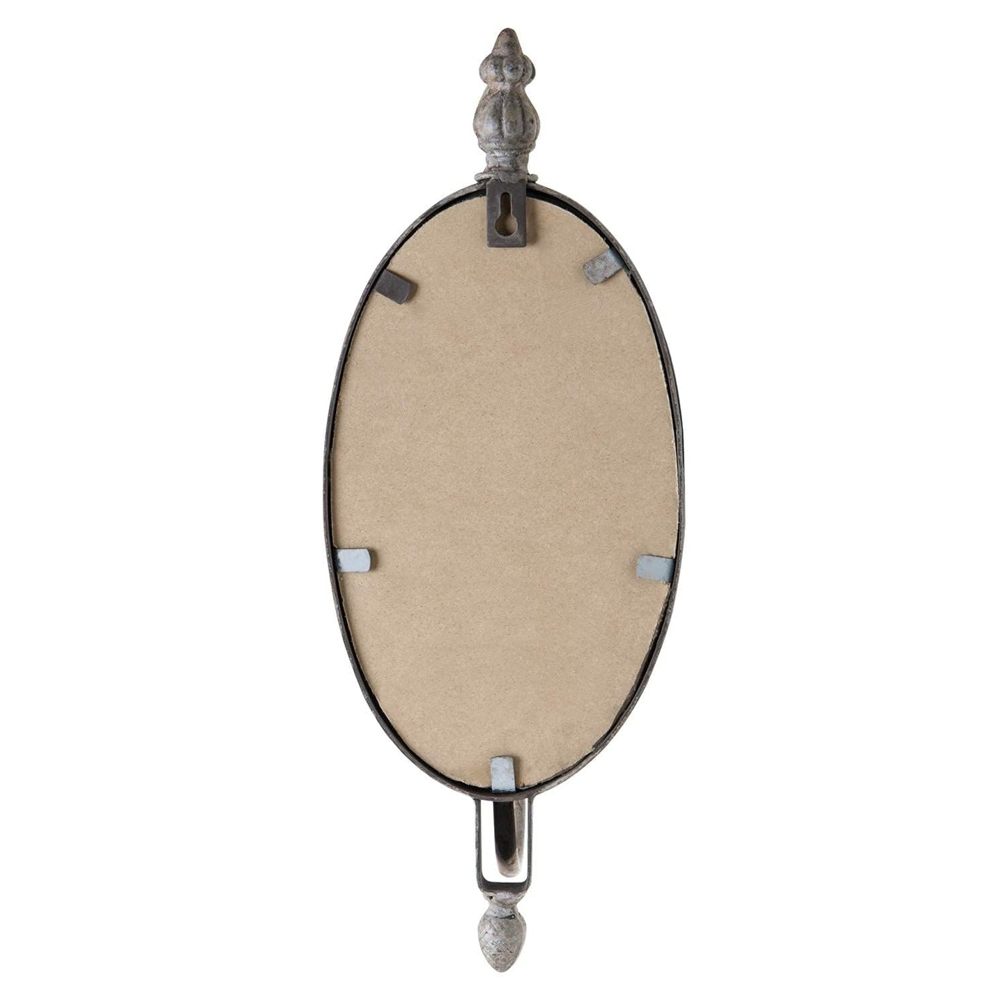 SOFFEE DESIGN Antique Metal Candle Sconces Candlestick Holder Wall Mounted Distressed with Oval Faded-Looking Mirror