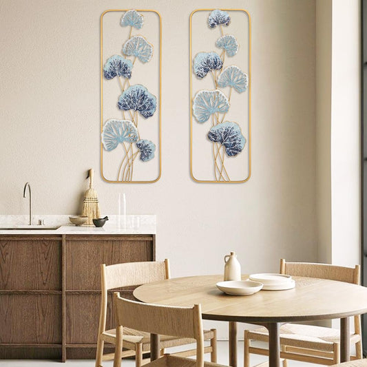 2 Pack Gold Wall Art Décor, 35" Rectangular Panels Metal Work, Modern Wall Décor for Home Office Café Bedroom Living Room Wall Decoration