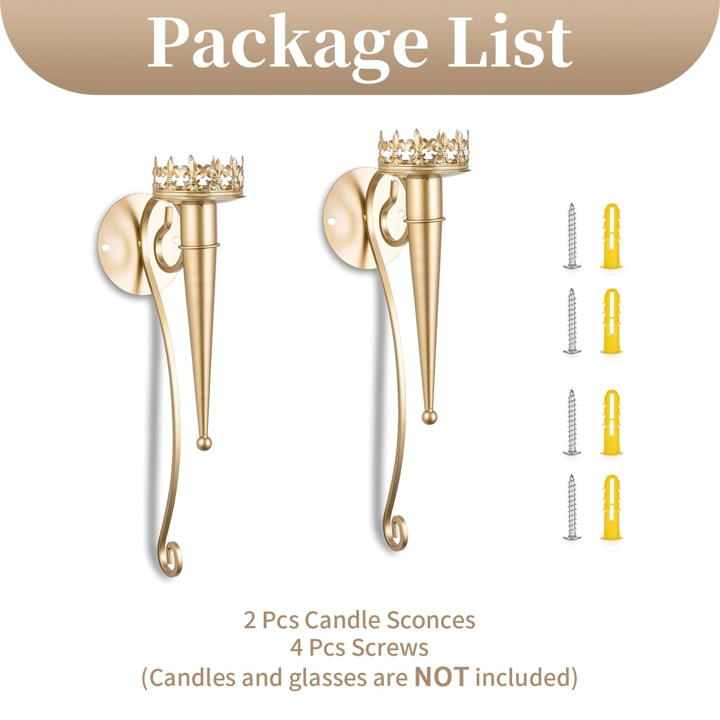 Sziqiqi Wall Candle Holder Gold - Candle Sconces Set of Two for Living Room Bedroom Candle Wall Sconces for Pillars Tealight Candles Decorative Metal Wall Sconce for Bathroom Dining Room Fireplace
