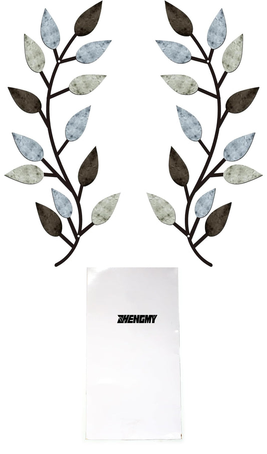 2 Pieces Metal Tree Leaf Wall Decor Vine Olive Branch Leaf Wall Art Living Room, Hallway Wall Decor Outdoor Decoration(Pastel Colors)