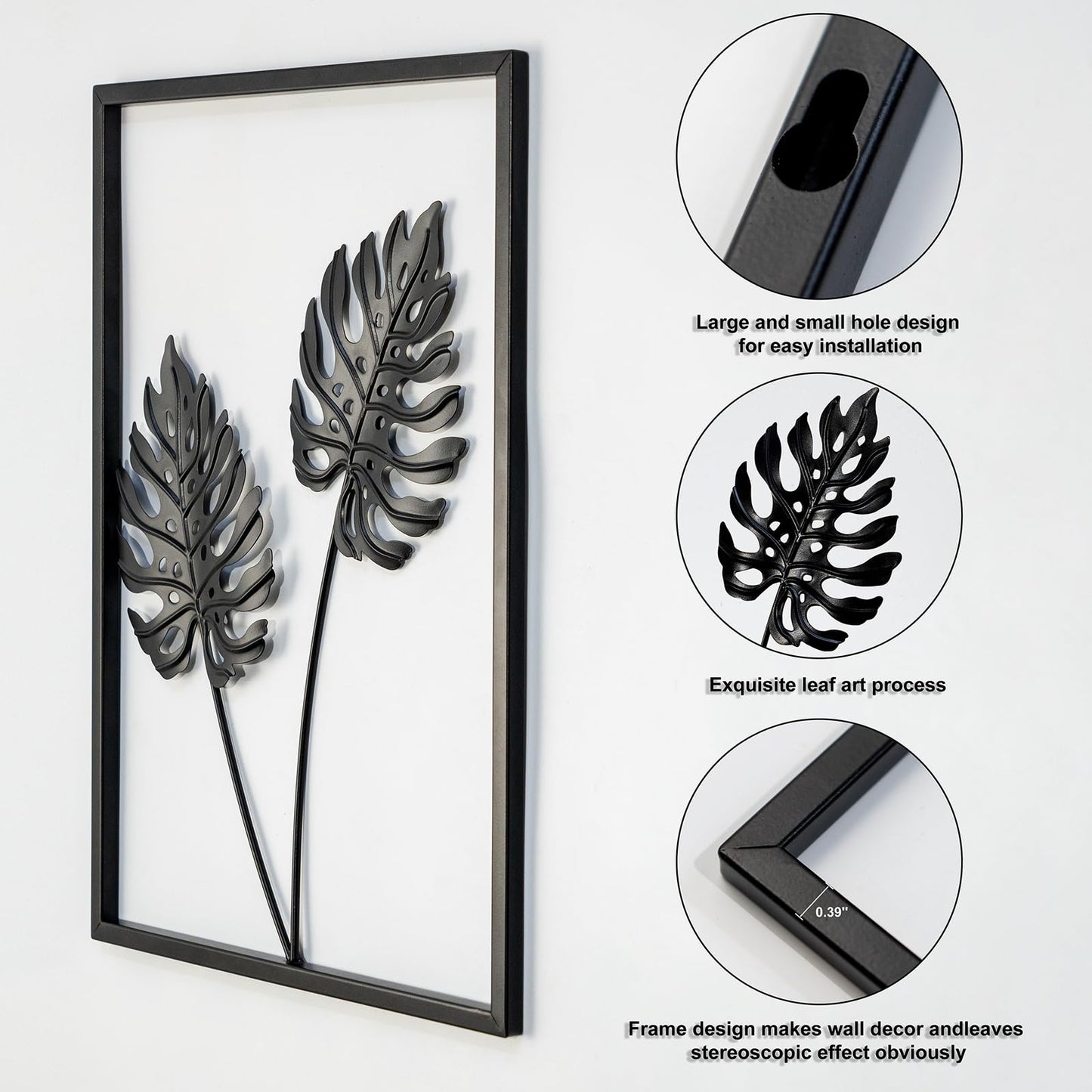 QXSXKJ Black Metal Wall Decor Framed, 3d Modern Metal Wall Art with Light, Minimalist Abstract Black Line Art DéCor, 4 Piece Home Art for Living Room Bedroom Bathroom