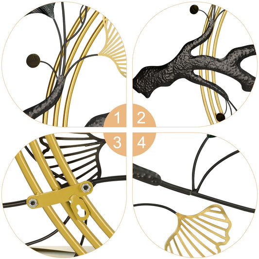 59" Oversized 3D Ginkgo Leaf Metal Wall Art Decor for Living Room, Gold Wall Art Decorations, Large Modern Metal Wall Sculptures, Metal Wall Decor Home Decor for Living Room Dining Room Bedroom