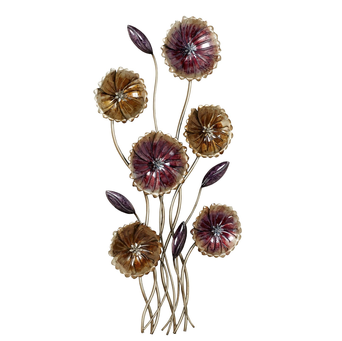 Touch of Class Charming Floral Metal Wall Art Gold, Purple | Flower Hanging Decor for Bedroom, Living Room, Hotel, Entryway