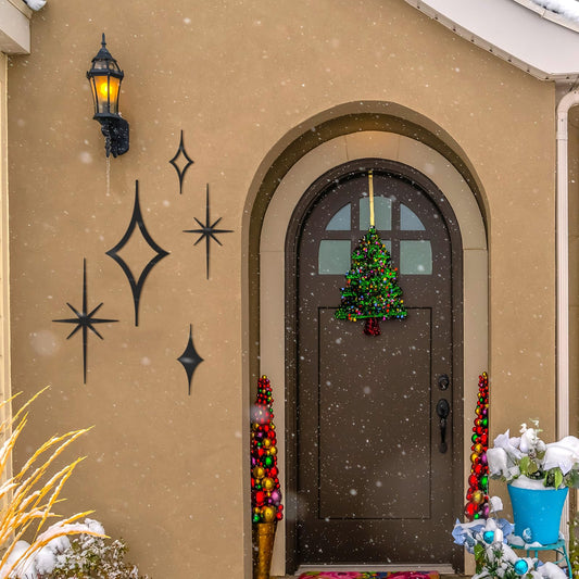 5 Pieces Midcentury Modern Wall Decor Metal Vintage Starburst Art Mid Century Modern Elegance Wall Accents Diamond Star Bursts Vintage Style Home Decoration(Black)