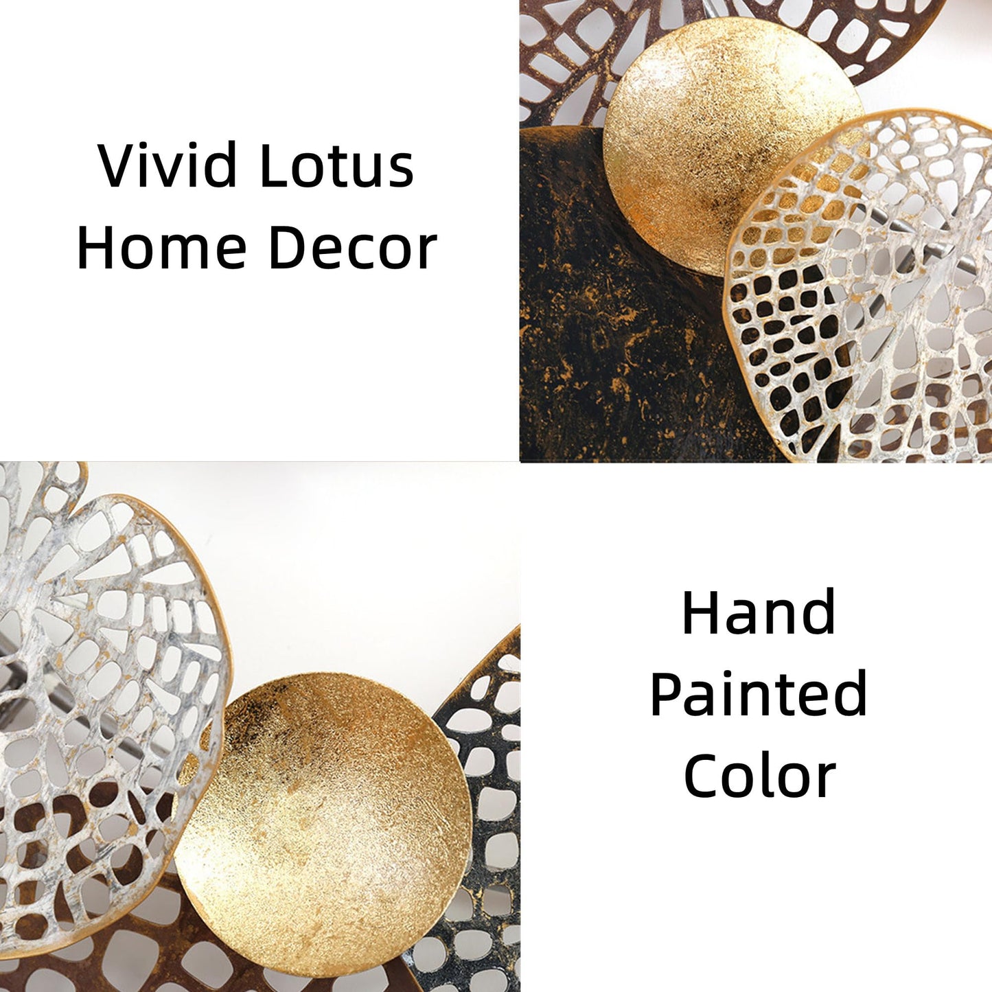 ZZYYZZ Large Metal Wall Decor, Boho Lotus Leaf Metal Wall Decoration, 3D Stacked Flower Wall Art Décor, Nautical Coastal Outdoor Wall Decor, for Living Room Bedroom Dining Room, 52.5" x 26.5"