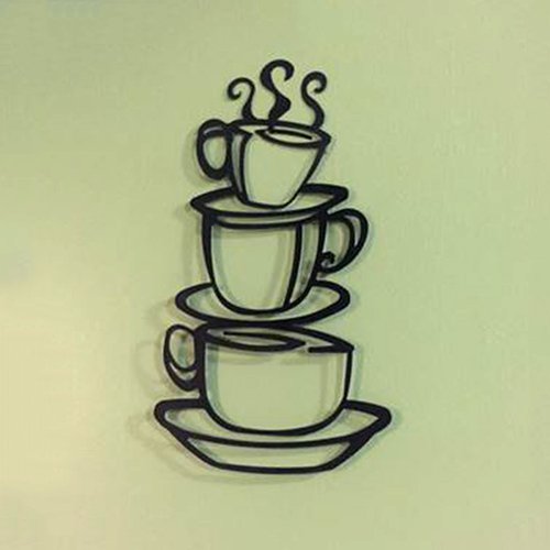 Outlet Black Coffee Cup Silhouette Metal Wall Art for Home Decoration, Java Shops, Restaurants, Gifts