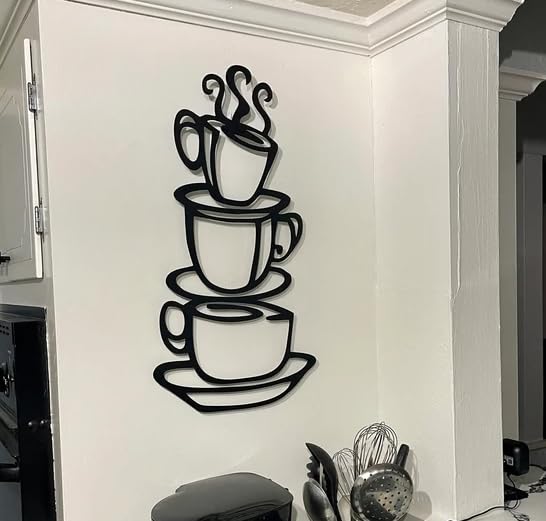 Outlet Black Coffee Cup Silhouette Metal Wall Art for Home Decoration, Java Shops, Restaurants, Gifts