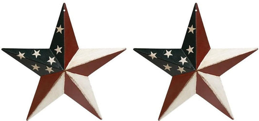 Americana Metal Barn Star | 8 inch | 2 Pc Set |Patriotic Decor
