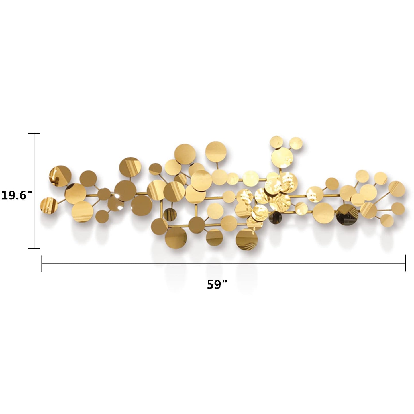 YUDACHU Metal Wall Art Gold Wall Decor for Living Room, Modern Geometric Wall Art Decor 59" × 19.6" Large Luxury 3D Wall Accents for Bedroom, Dining Room, Wall Decorations Wall Sculptures