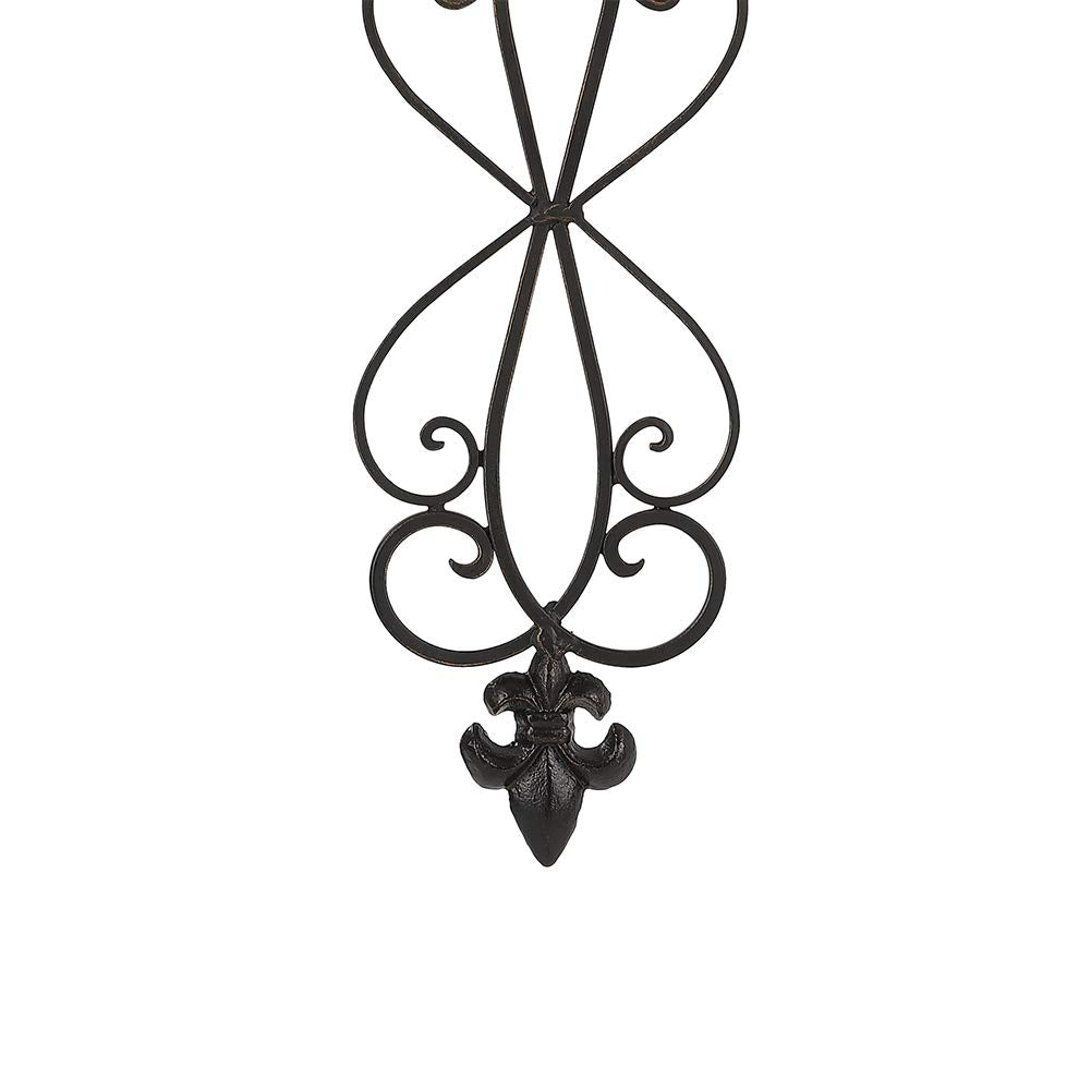 Retrome 28" H Large Iron Cross Wall Decor for Home, Fleur-De-Lis Accents, Dark Bronze