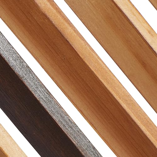 Deco 79 Wood Geometric Home Wall Decor Slatted Wood Design Wall Sculpture, Set of 3 Wall Art 12"W, 35"H, Brown