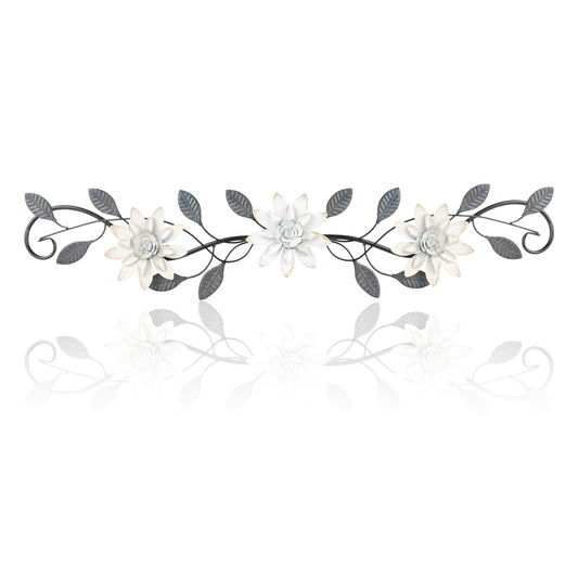 KHJCXS Metal Wall Art Modern Minimalist Metal Flowers Indoor Decor Horizontal Wall Art Iron Artwork,for Over Door,Bedroom,Living Room,Kitchen,Office Scroll Decor