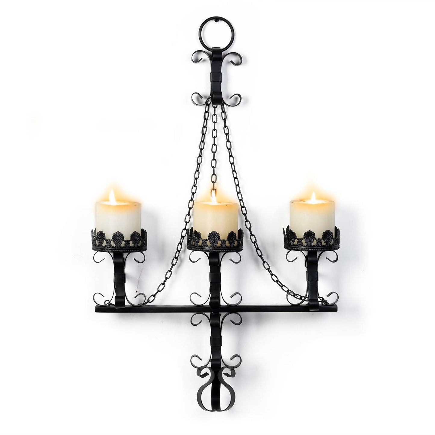 Black Wall Candle Sconces,3 Iron Candelabra,Gothic Victorian Decor,Rustic Wall Candle Holder for Bathroom,Living Room,Dining Room