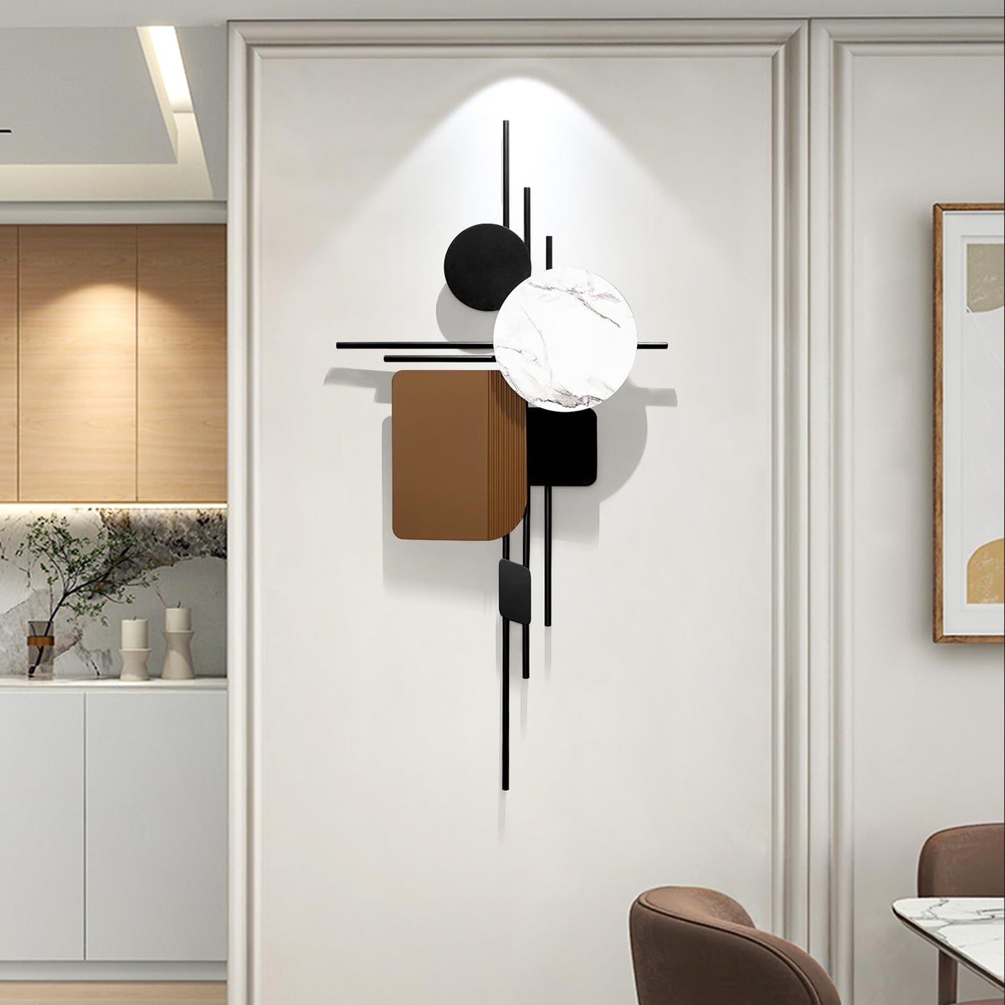 HEBOIX Large Metal Wall Decor Modern Metal Wall Art 3D Wall Sculptures Handmade Wall Hanging Wall Decoration for Living Room/Dinning Room/Bedroom/Entryway/Kitchen/Office