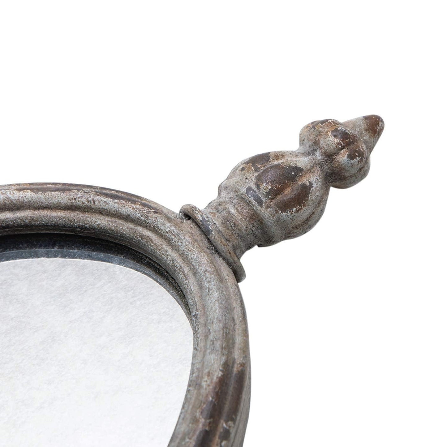 SOFFEE DESIGN Antique Metal Candle Sconces Candlestick Holder Wall Mounted Distressed with Oval Faded-Looking Mirror