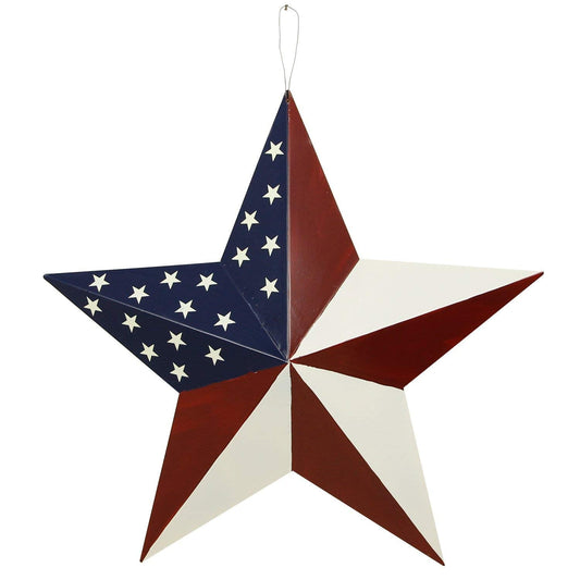American Barn Star, Metal Patriotic Old Glory Americana Flag Barn Star Wall Decor for July of 4th Independence Day (L-Stars)