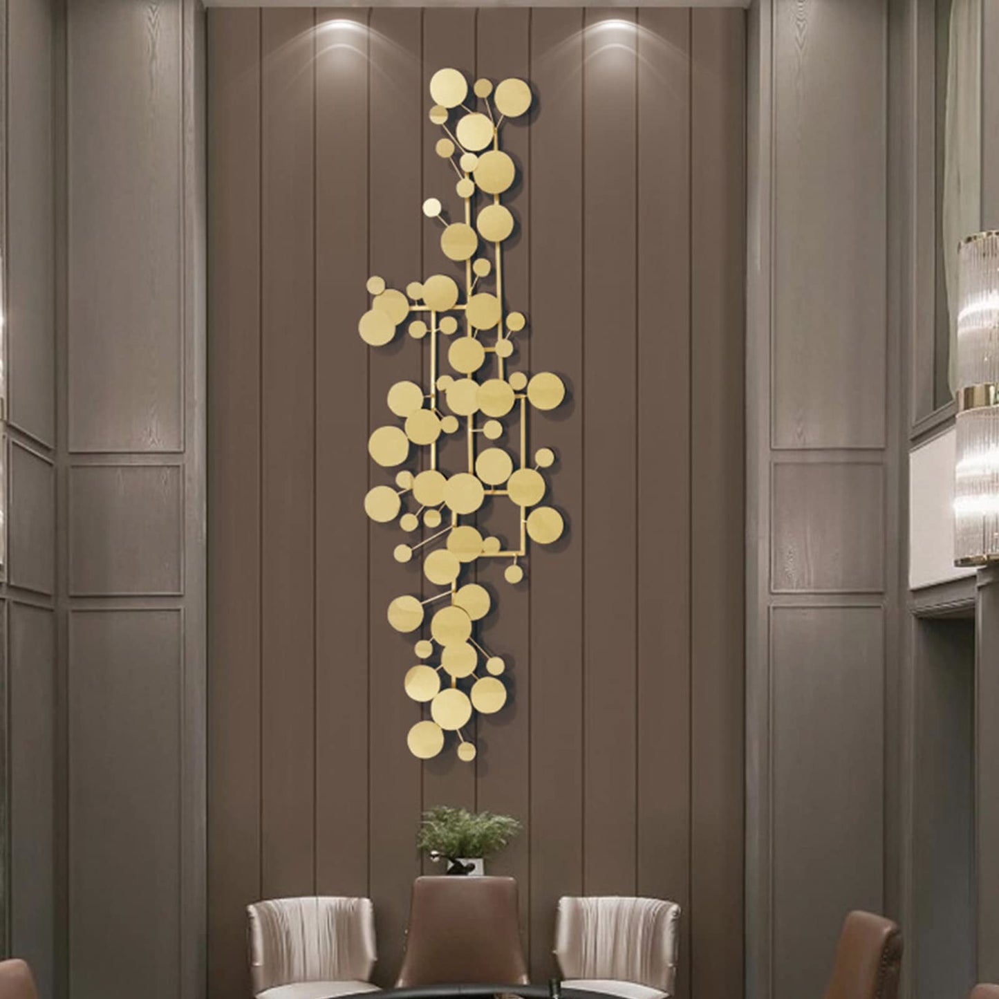 YUDACHU Metal Wall Art Gold Wall Decor for Living Room, Modern Geometric Wall Art Decor 59" × 19.6" Large Luxury 3D Wall Accents for Bedroom, Dining Room, Wall Decorations Wall Sculptures