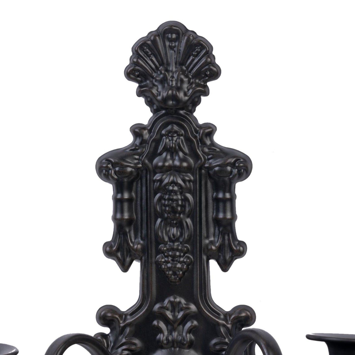 Candle Sconce(Set of 2)-Metal Gothic Wall Decorations-Rustic Home Decor-Black Wall Candle Sconces,Ideal for Stick Candles