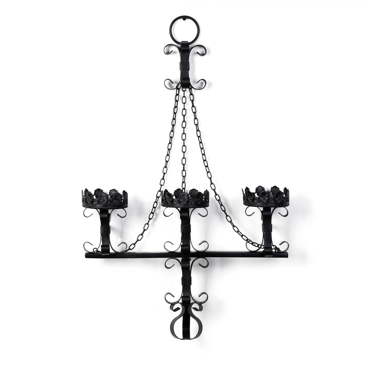 Black Wall Candle Sconces,3 Iron Candelabra,Gothic Victorian Decor,Rustic Wall Candle Holder for Bathroom,Living Room,Dining Room