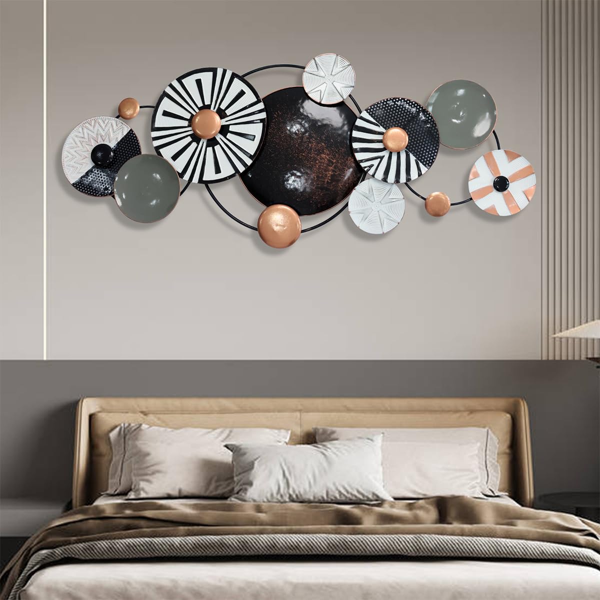 Metal Wall Decor, Modern Geometric Metal Wall Art, Large 61 x 25 inch Handmade 3D Textured Wall Art,Minimalist Décor Wall Sculpture, for Living Room, Bedroom, Dining Room, Kitchen, Office Hotel