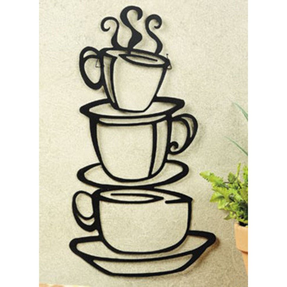 Outlet Black Coffee Cup Silhouette Metal Wall Art for Home Decoration, Java Shops, Restaurants, Gifts