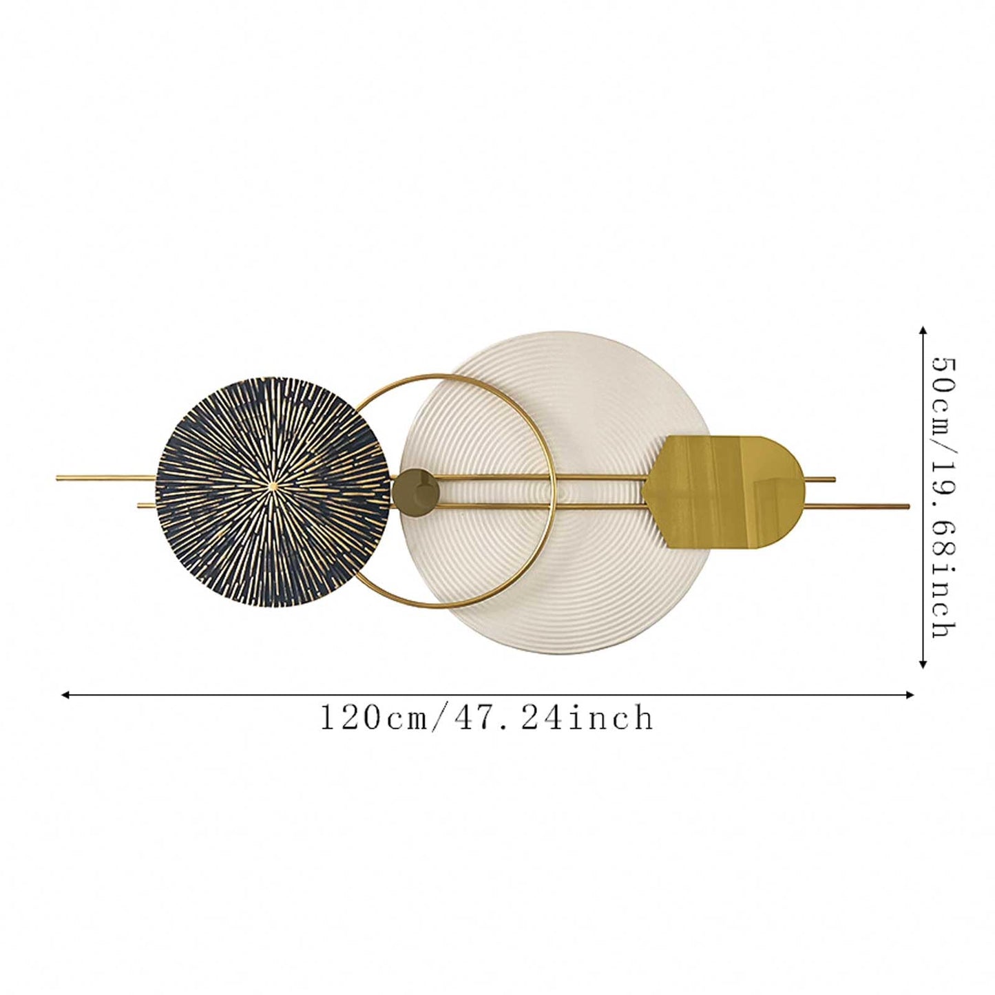 3D Round Metal Wall Art, Handmade Art Metal Round Nature Decorative Wall Sculpture for Living Room Bedroom Dining Room, 47.2" x 19.7"