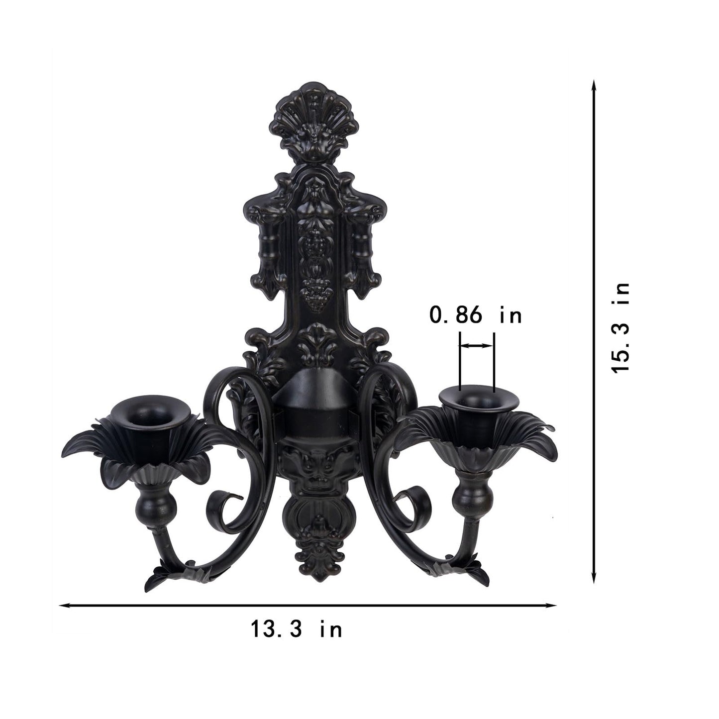 Candle Sconce(Set of 2)-Metal Gothic Wall Decorations-Rustic Home Decor-Black Wall Candle Sconces,Ideal for Stick Candles
