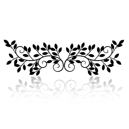 2 Pieces Metal Tree Leaf Wall Decor Vine Olive Branch Leaf Wall Art Wrought Iron Scroll Sculptures for Above the Bed, Living Room, Bathroom, Hallway, Office, Outdoor Decoration (Black)