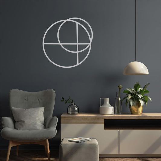 Silver Wall Art Modern Minimalist Metal Wall Decor Geometric Single-Line Abstract Design for Indoor and Outdoor Decoration Living Room Bedroom Study Bathroom Home Office 18.5x18.5 Inch