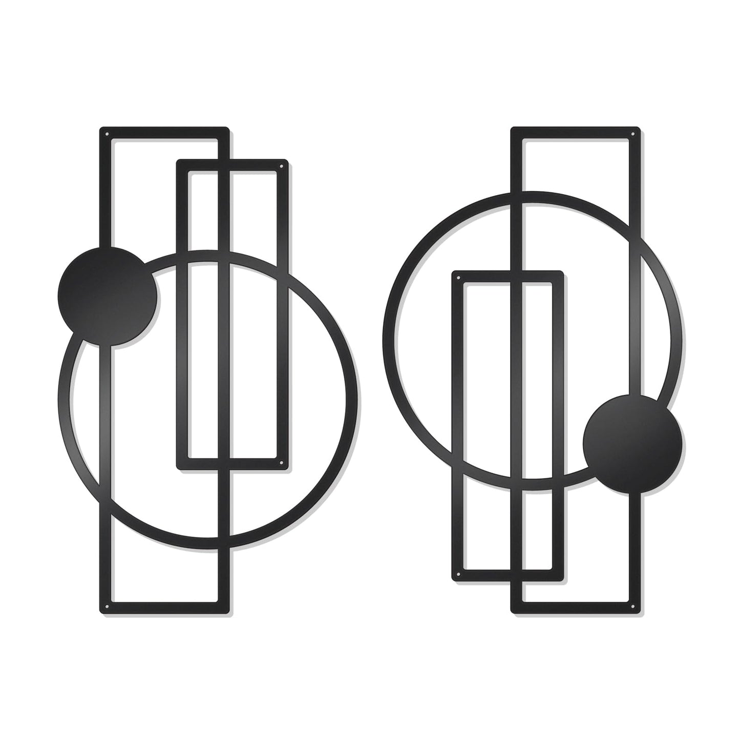 OYEFLY 2 Pcs Metal Abstract Wall Art,Modern Geometric Decor (Black, style 1)