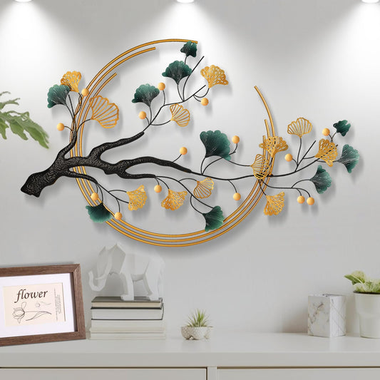59" Oversized 3D Ginkgo Leaf Metal Wall Art Decor for Living Room, Gold Wall Art Decorations, Large Modern Metal Wall Sculptures, Metal Wall Decor Home Decor for Living Room Dining Room Bedroom
