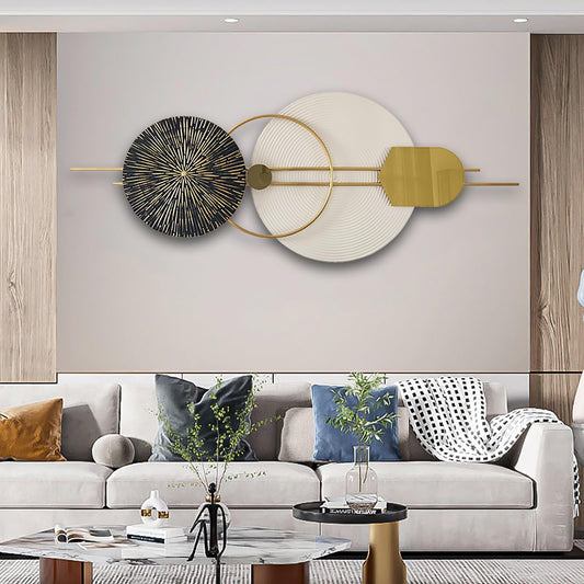 3D Round Metal Wall Art, Handmade Art Metal Round Nature Decorative Wall Sculpture for Living Room Bedroom Dining Room, 47.2" x 19.7"
