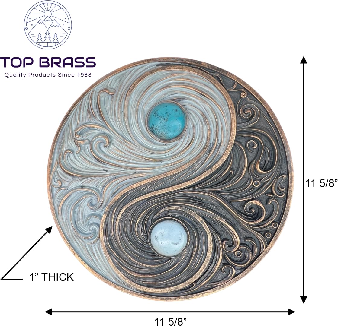Top Brass Yin and Yang Swirling Waves Wall Sculpture – Spiritual Cosmic Duality Symbol – The Philosophy of Balance Art Décor – Feng Shui Opposite But Interconnected