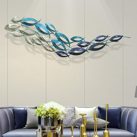 SUN RDPP Metal Fish Wall Art Decor, Large Coastal Ocean Metal Fish Wall Hangings Decor Wall Sculpture for Living Room Bedroom (C)