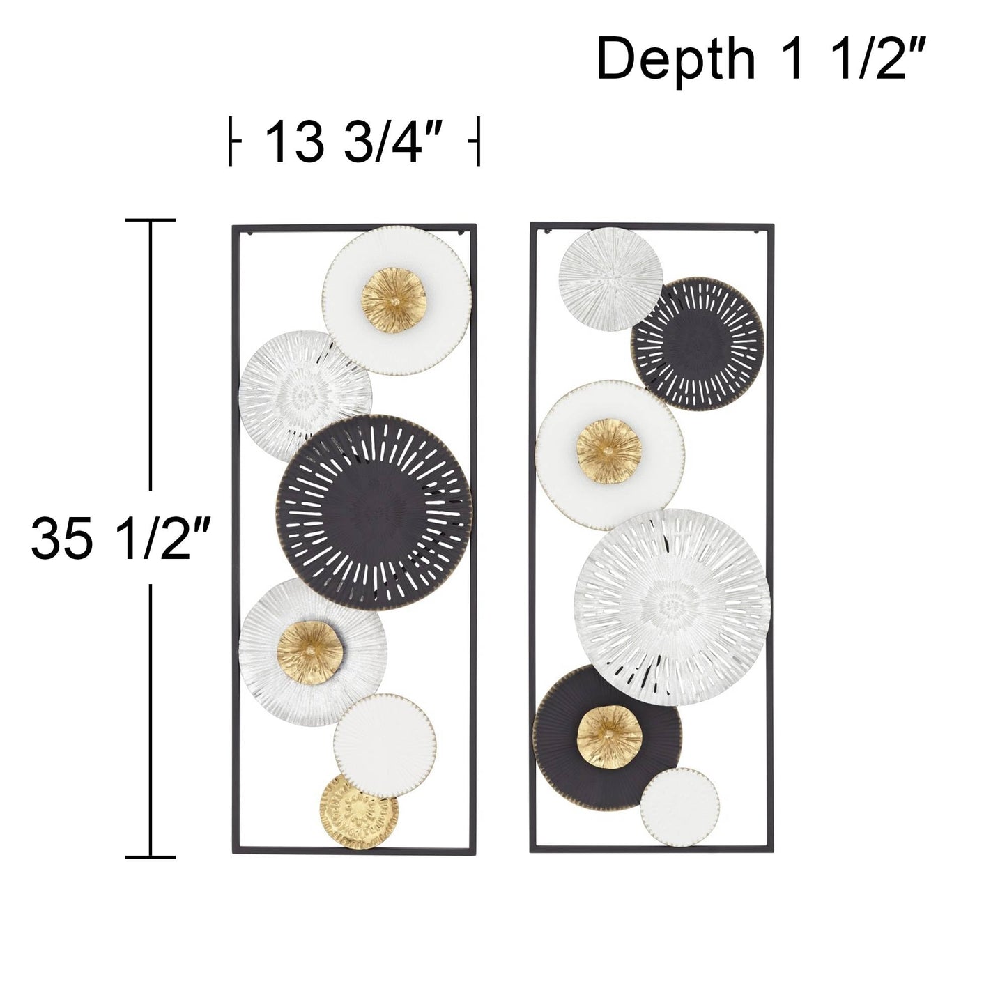 Selke 35 1/2" Black White 2-Piece Metal Wall Art Set - Dahlia Studios