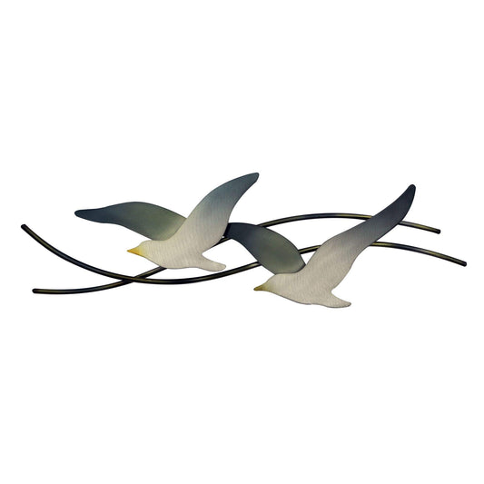 T.I. Design Seagulls Pair | Contemporary Coastal Beach Birds Stainless Steel Metal Wall Décor