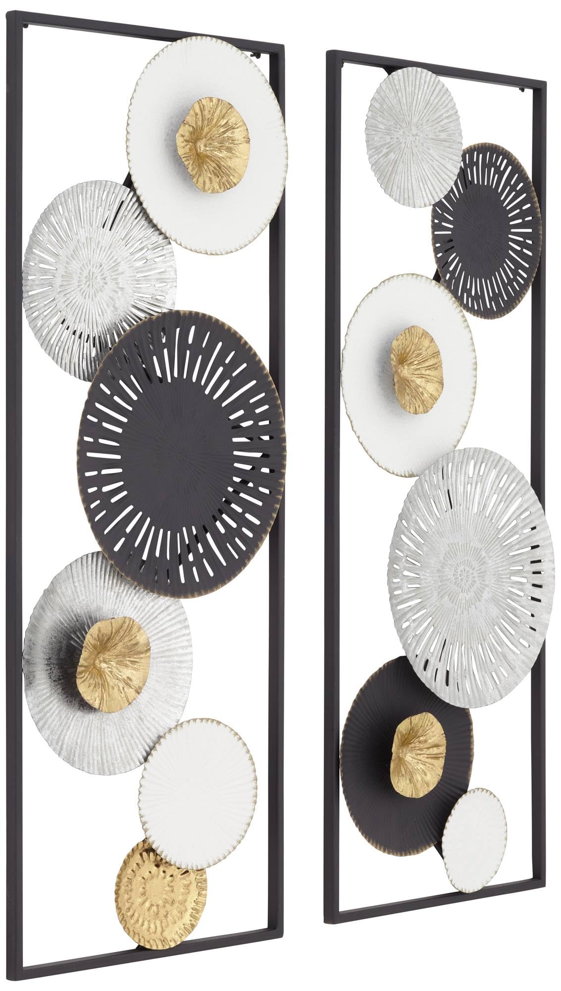 Selke 35 1/2" Black White 2-Piece Metal Wall Art Set - Dahlia Studios