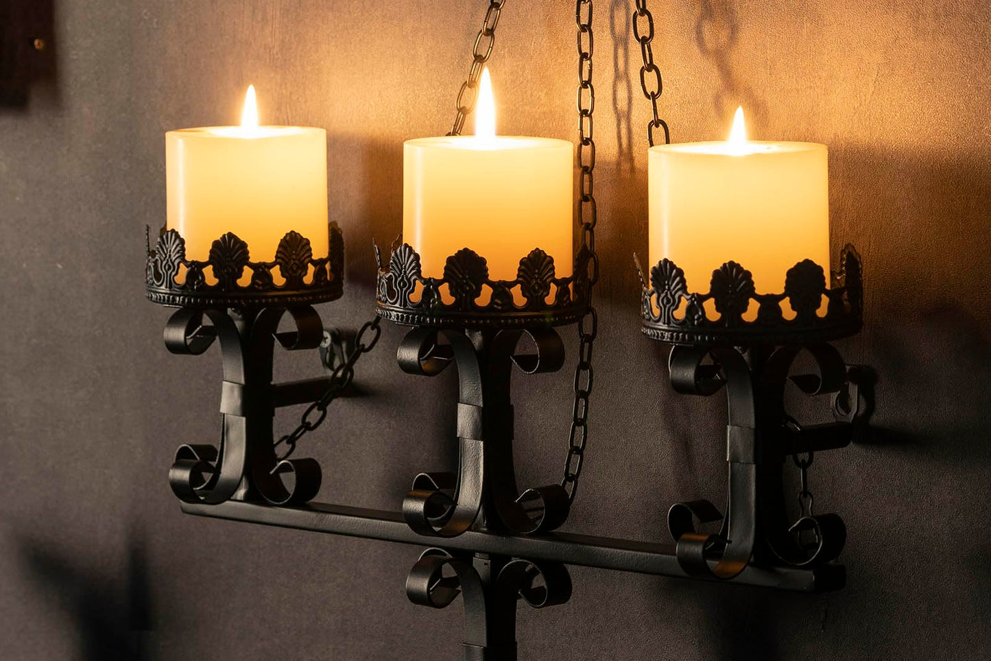 Black Wall Candle Sconces,3 Iron Candelabra,Gothic Victorian Decor,Rustic Wall Candle Holder for Bathroom,Living Room,Dining Room