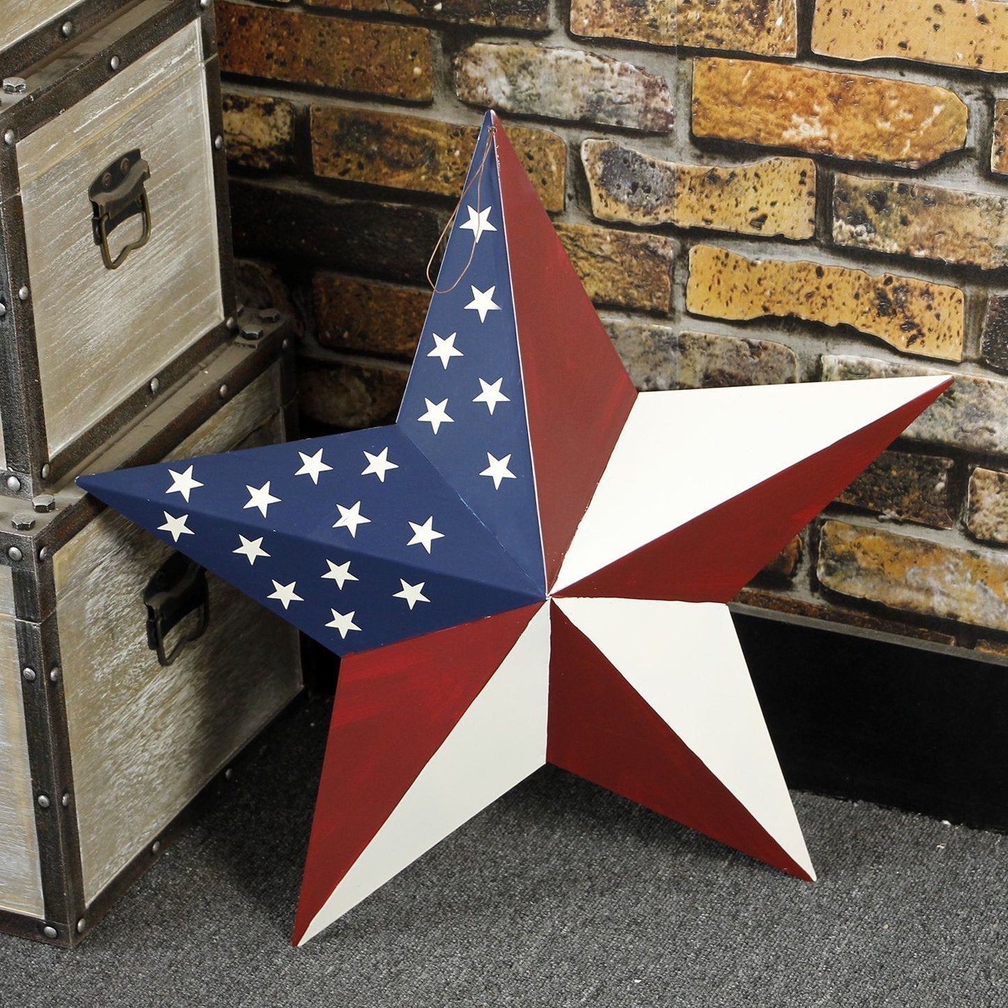 American Barn Star, Metal Patriotic Old Glory Americana Flag Barn Star Wall Decor for July of 4th Independence Day (L-Stars)