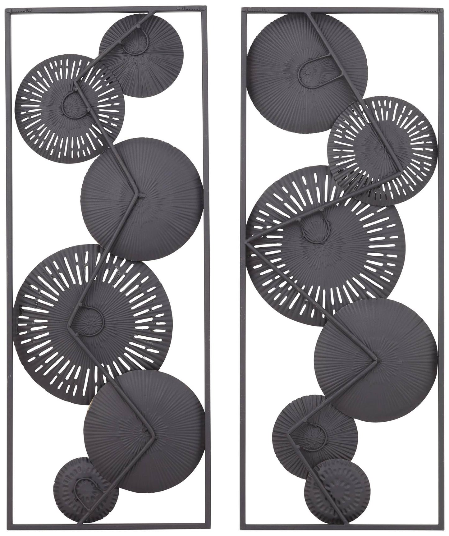 Selke 35 1/2" Black White 2-Piece Metal Wall Art Set - Dahlia Studios