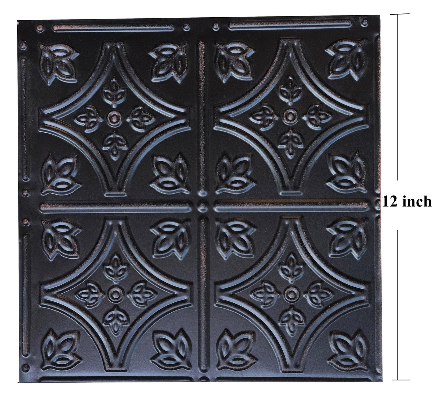 Holydecot Tin Wall Tiles Nail-Up Ceiling Tiles Stair Riser Kitchen Backsplash - Rustic Black 12x12 inch Sample, 5 Pack