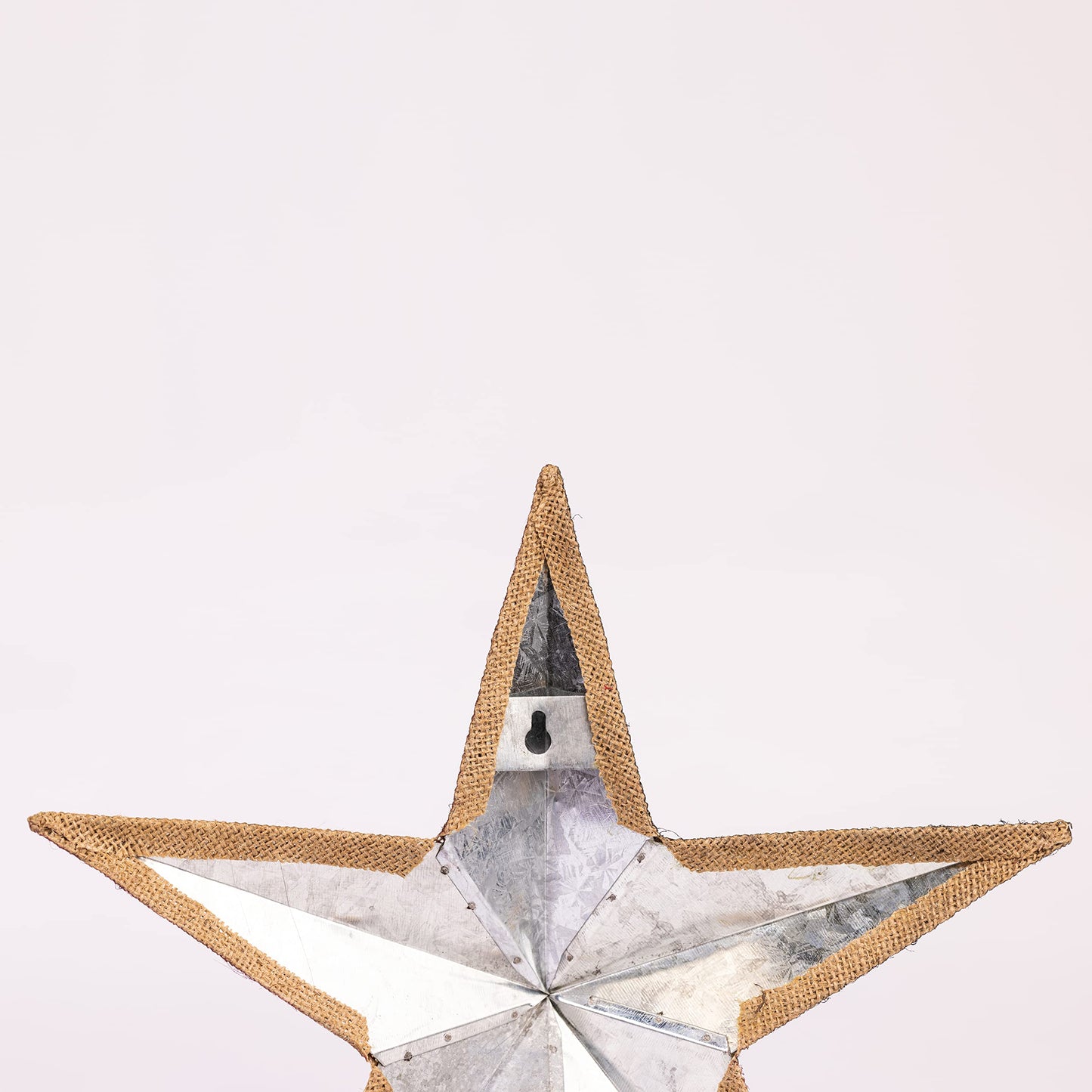 CWI Gifts Metal and Burlap Patriotic Barn Star - 12" American Flag Hanging Star - Farmhouse Wall Decor - 1