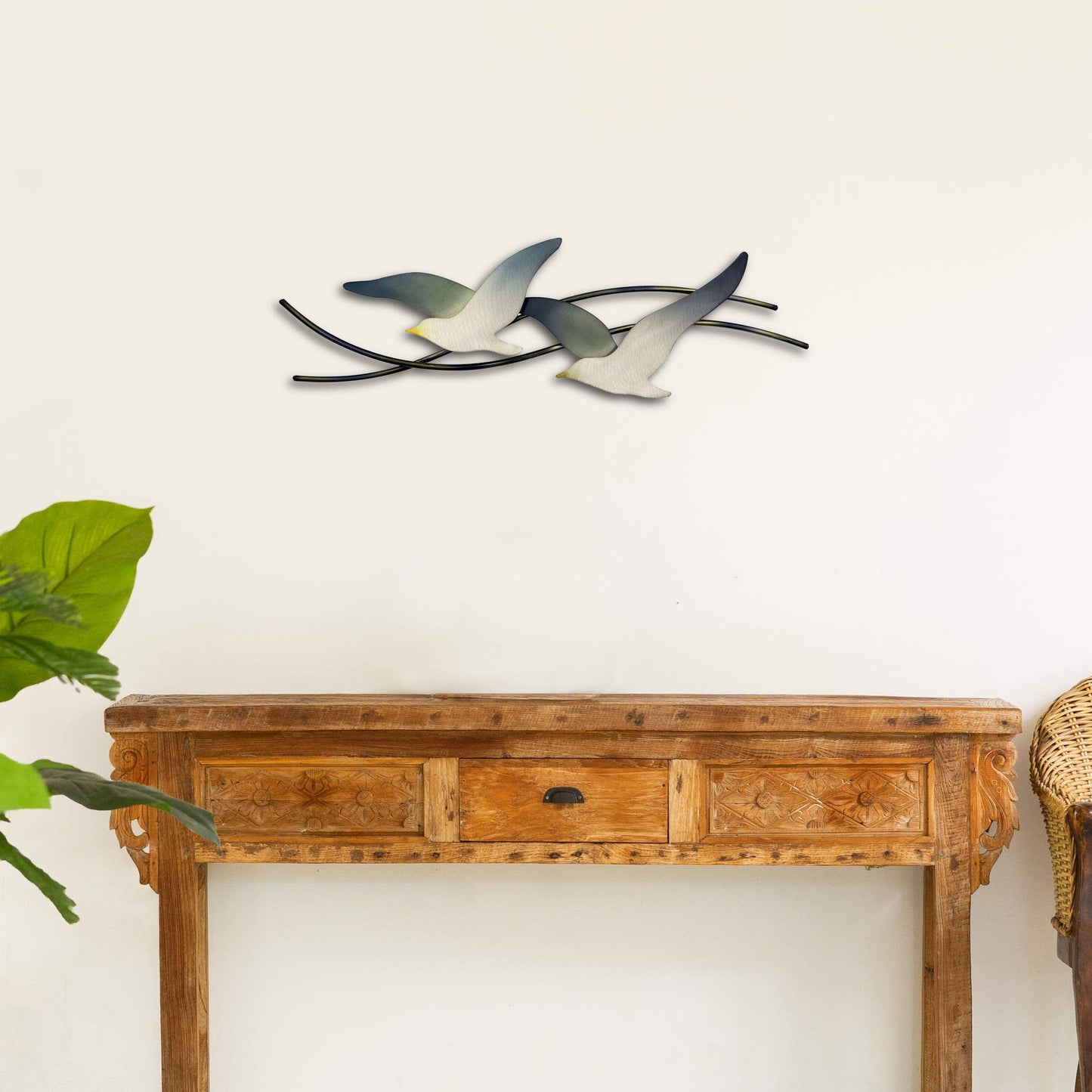 T.I. Design Seagulls Pair | Contemporary Coastal Beach Birds Stainless Steel Metal Wall Décor