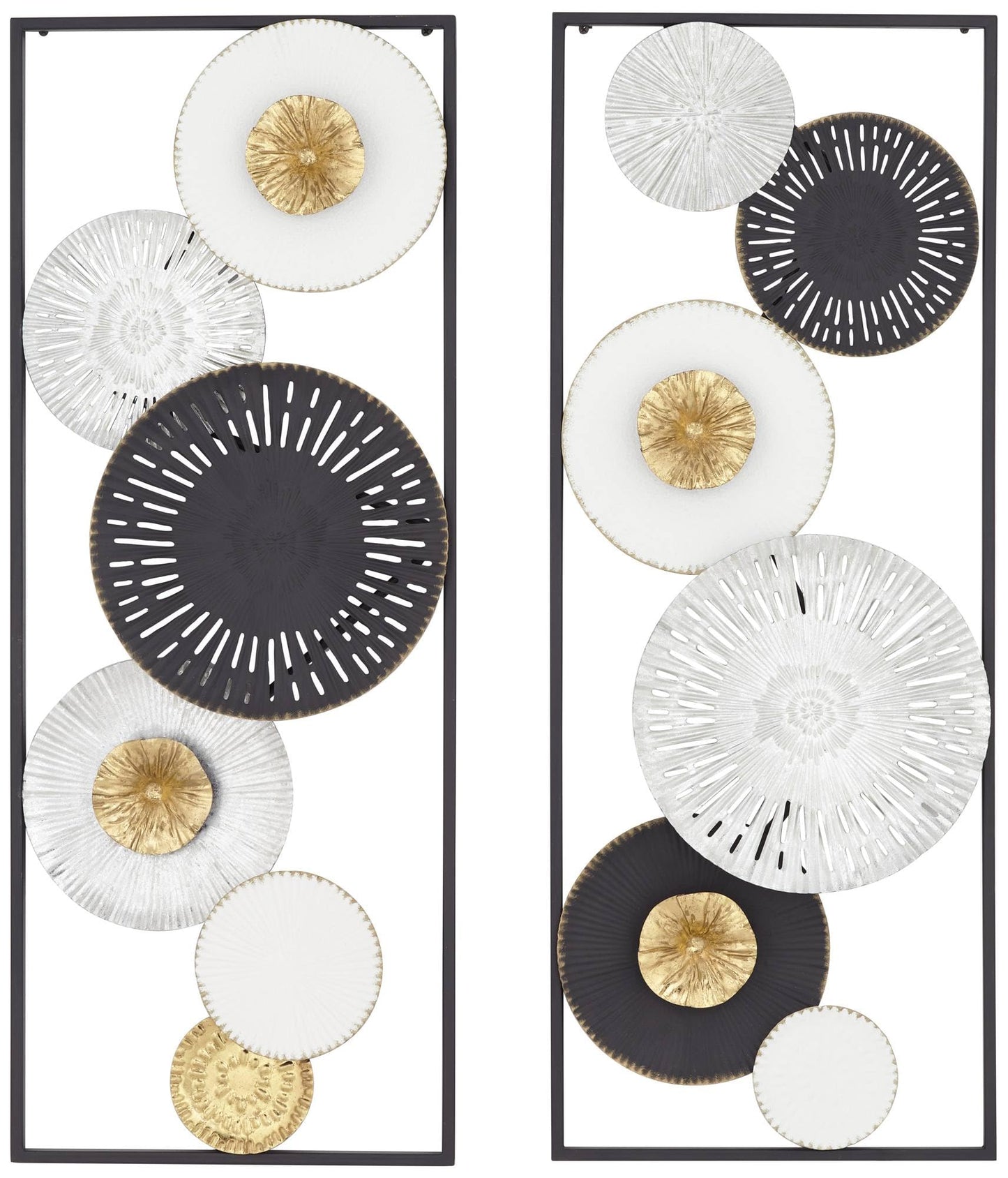Selke 35 1/2" Black White 2-Piece Metal Wall Art Set - Dahlia Studios