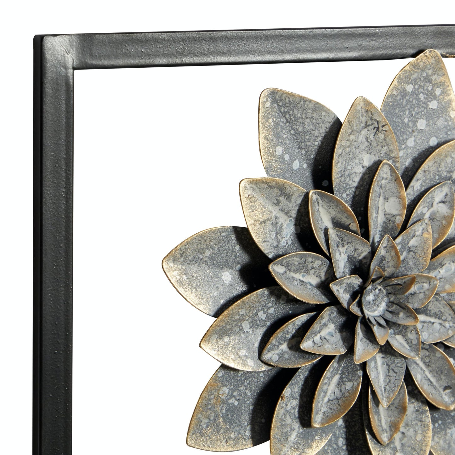 Deco 79 Metal Floral Home Wall Decor Wall Sculpture with Black Frame, Set of 2 Wall Art 12"W, 36"H, Gray