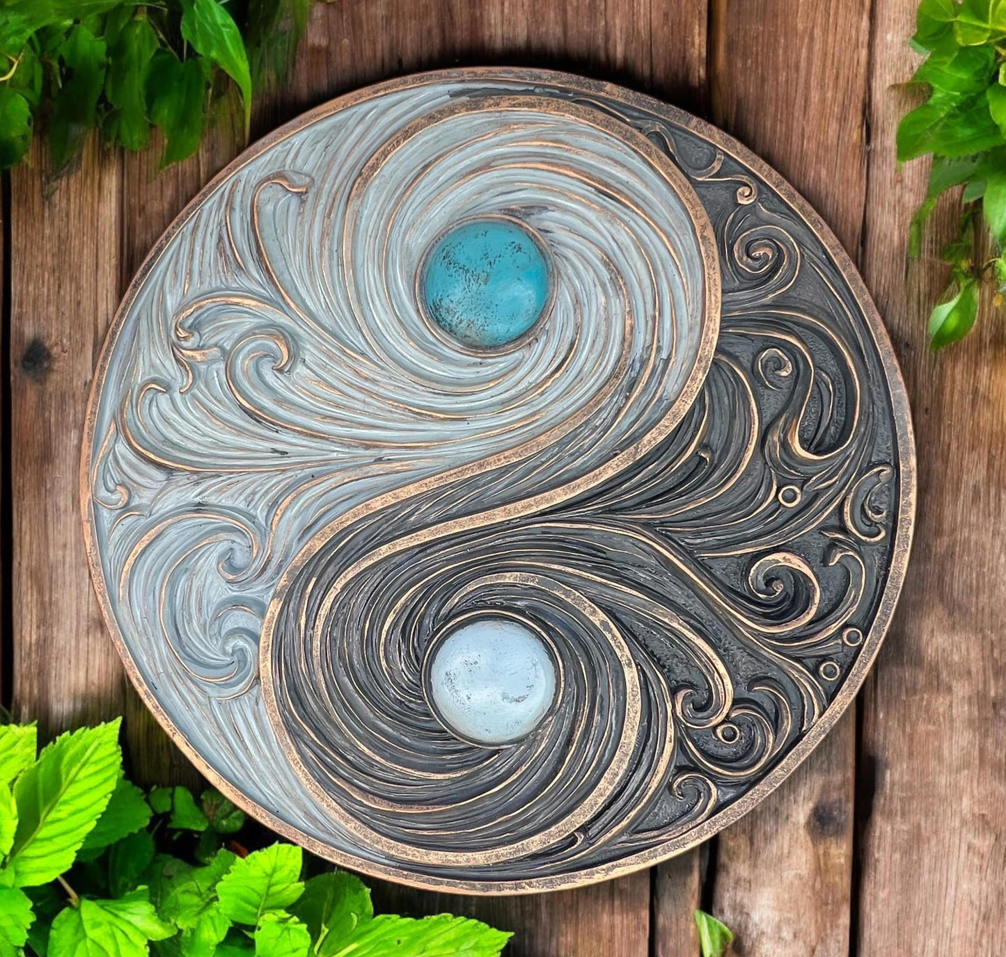 Top Brass Yin and Yang Swirling Waves Wall Sculpture – Spiritual Cosmic Duality Symbol – The Philosophy of Balance Art Décor – Feng Shui Opposite But Interconnected