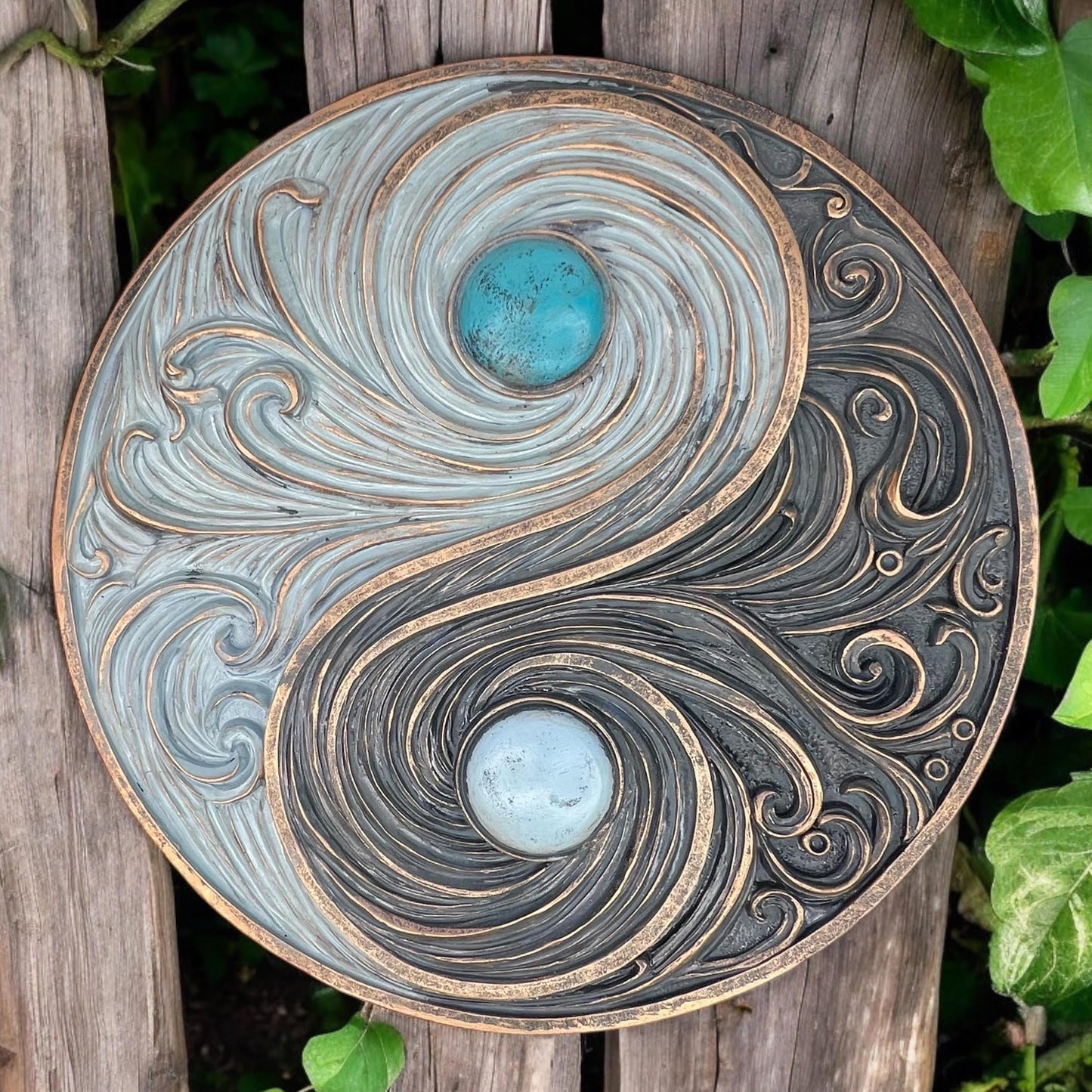 Top Brass Yin and Yang Swirling Waves Wall Sculpture – Spiritual Cosmic Duality Symbol – The Philosophy of Balance Art Décor – Feng Shui Opposite But Interconnected