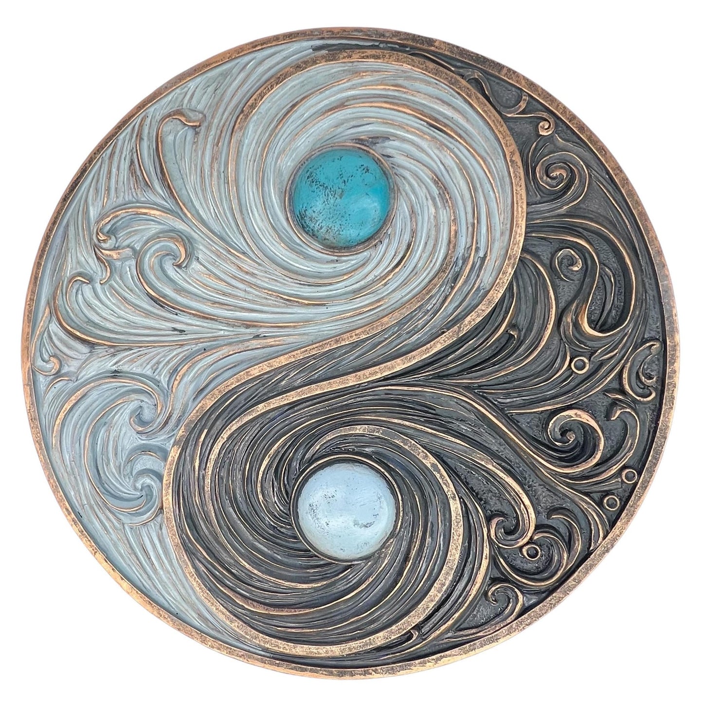 Top Brass Yin and Yang Swirling Waves Wall Sculpture – Spiritual Cosmic Duality Symbol – The Philosophy of Balance Art Décor – Feng Shui Opposite But Interconnected
