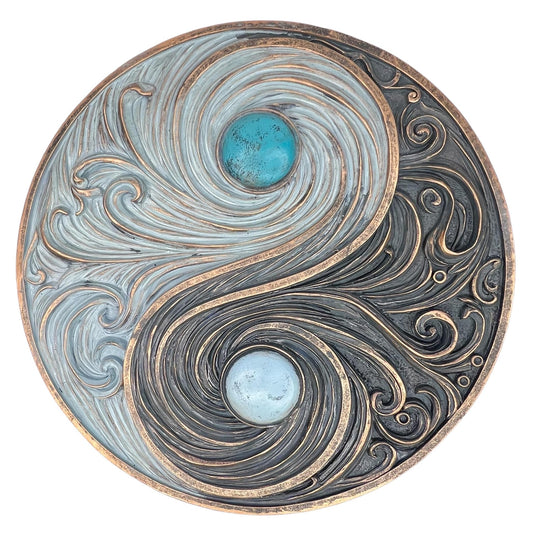 Top Brass Yin and Yang Swirling Waves Wall Sculpture – Spiritual Cosmic Duality Symbol – The Philosophy of Balance Art Décor – Feng Shui Opposite But Interconnected