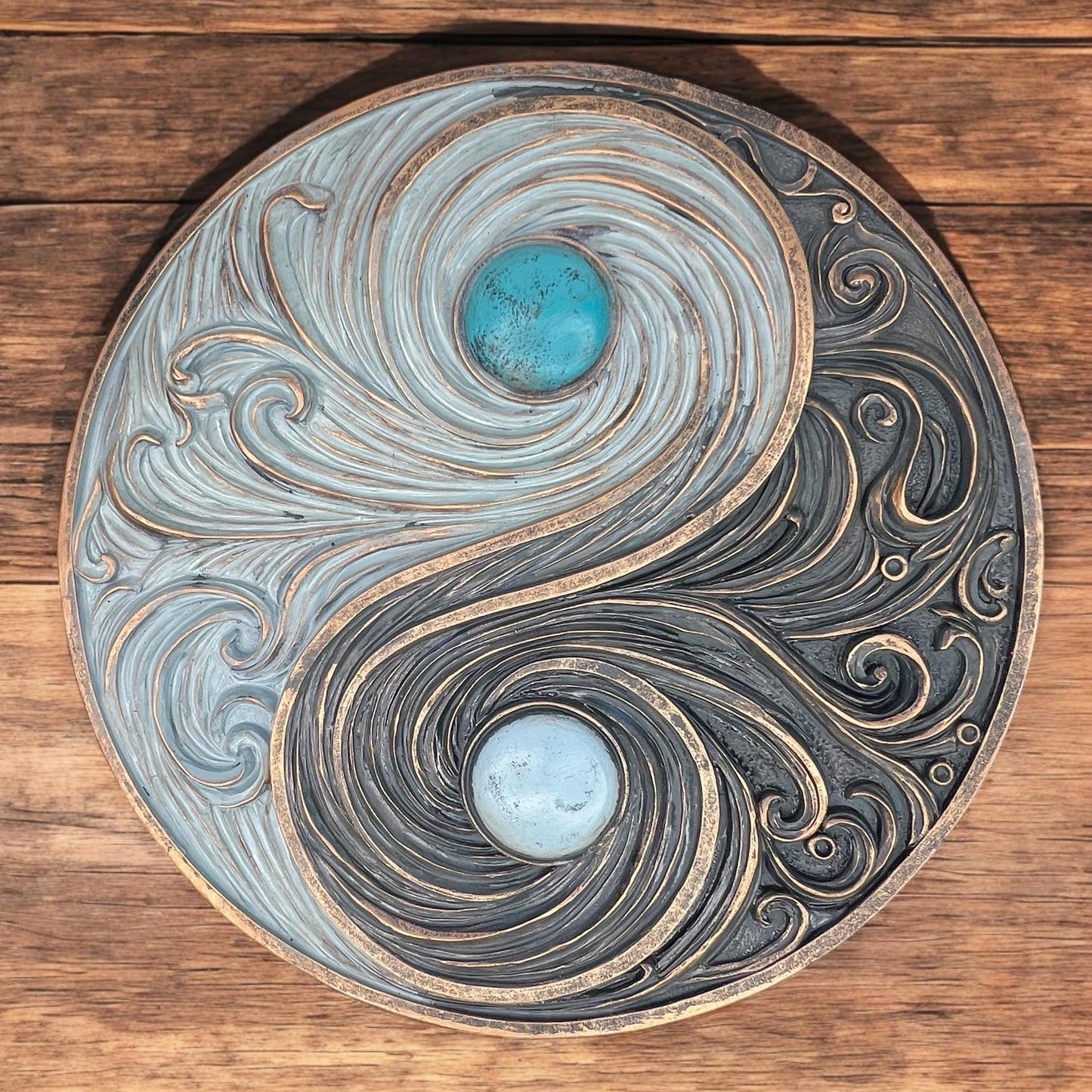 Top Brass Yin and Yang Swirling Waves Wall Sculpture – Spiritual Cosmic Duality Symbol – The Philosophy of Balance Art Décor – Feng Shui Opposite But Interconnected